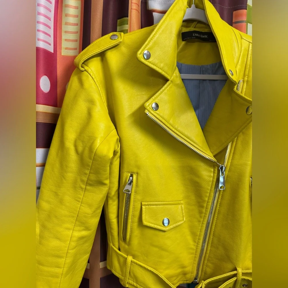 Zara Yellow Biker Jacket - Picture 2 of 7